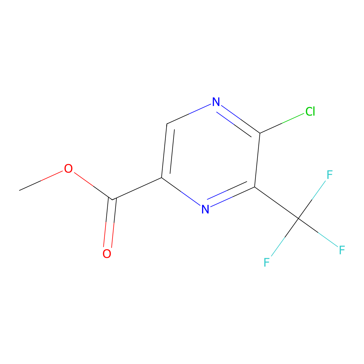 Methyl 5-chloro-6-(trifluoromethyl)pyrazine-2-carboxylate molecular structure, CAS 1688685-61-1