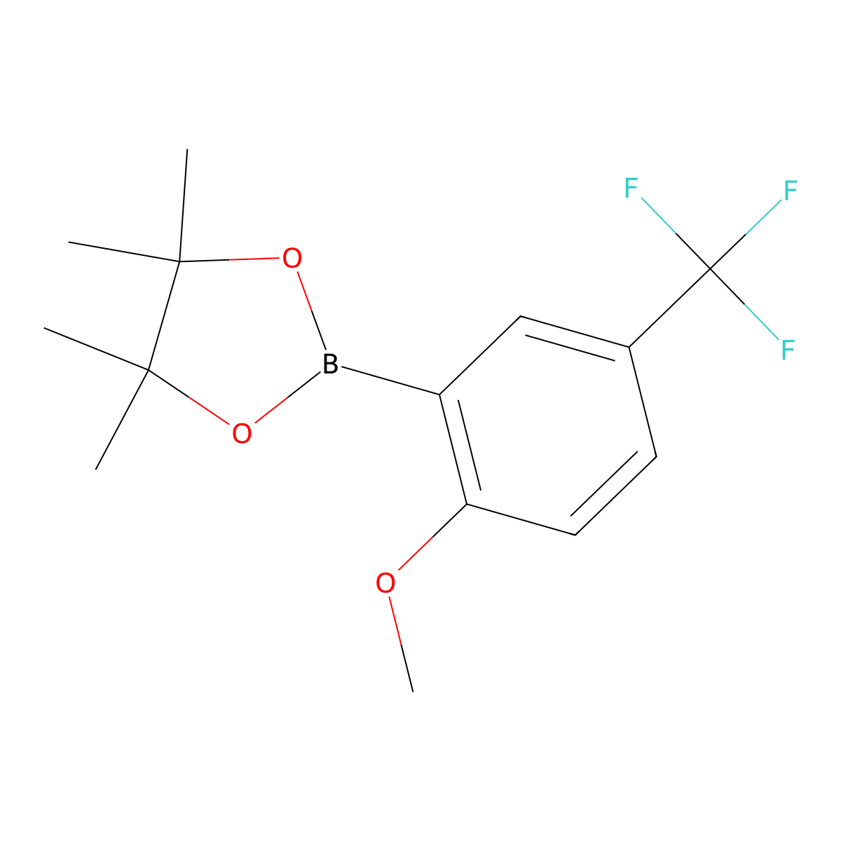 2-(2-Methoxy-5-(trifluoromethyl)phenyl)-4,4,5,5-tetramethyl-1,3,2-dioxaborolane molecular structure, CAS 1688686-12-5