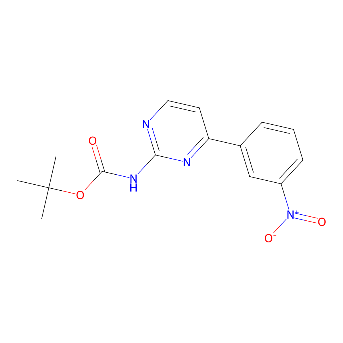 tert-butyl N-[4-(3-nitrophenyl)pyrimidin-2-yl]carbamate molecular structure, CAS 1688702-21-7
