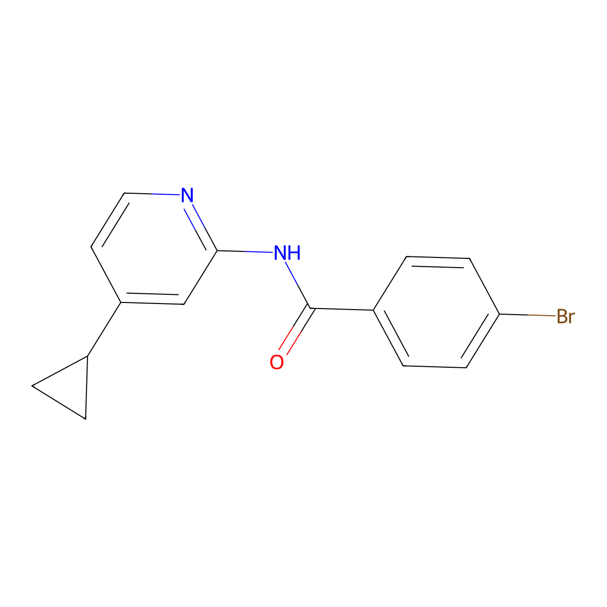 4-bromo-N-(4-cyclopropyl-2-pyridinyl)benzamide molecular structure, CAS 1688705-30-7