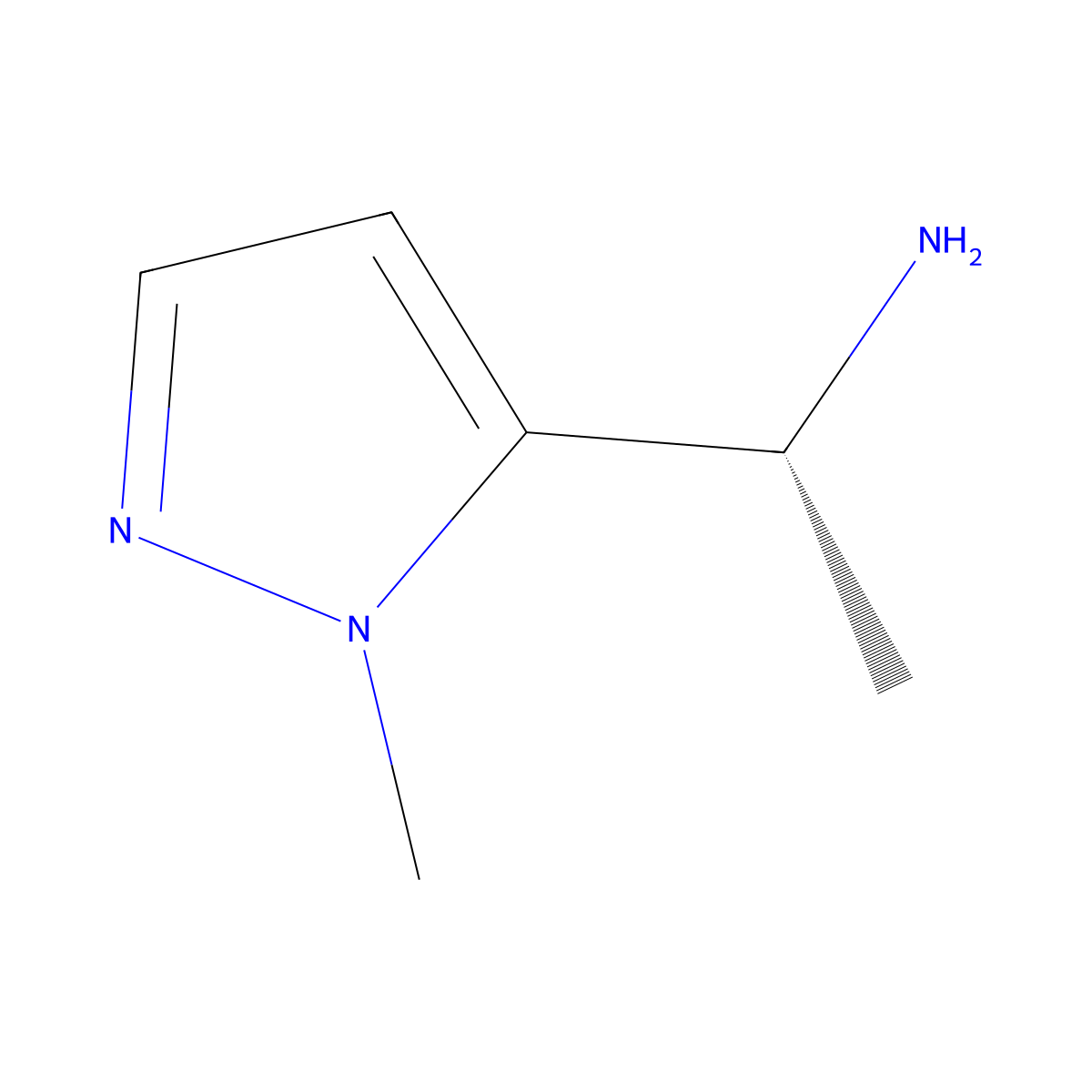 (1R)-1-(1-methyl-1H-pyrazol-5-yl)ethan-1-amine molecular structure, CAS 1688710-84-0
