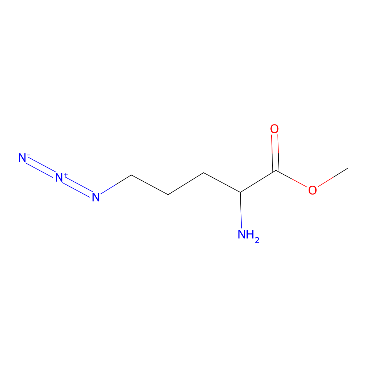 methyl (2S)-2-amino-5-azidopentanoate molecular structure, CAS 1688729-84-1