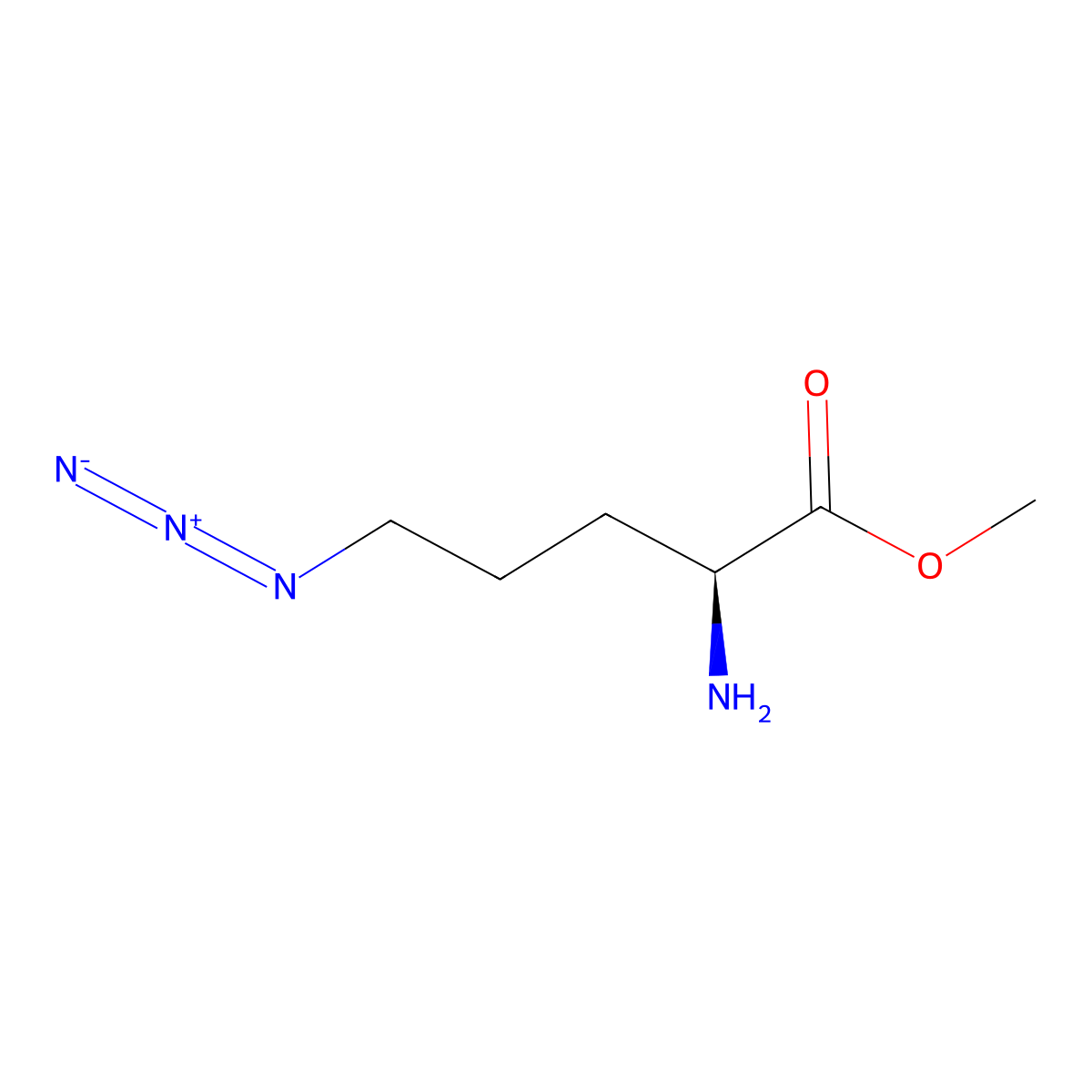 methyl (2S)-2-amino-5-azidopentanoate molecular structure, CAS 1688729-84-1