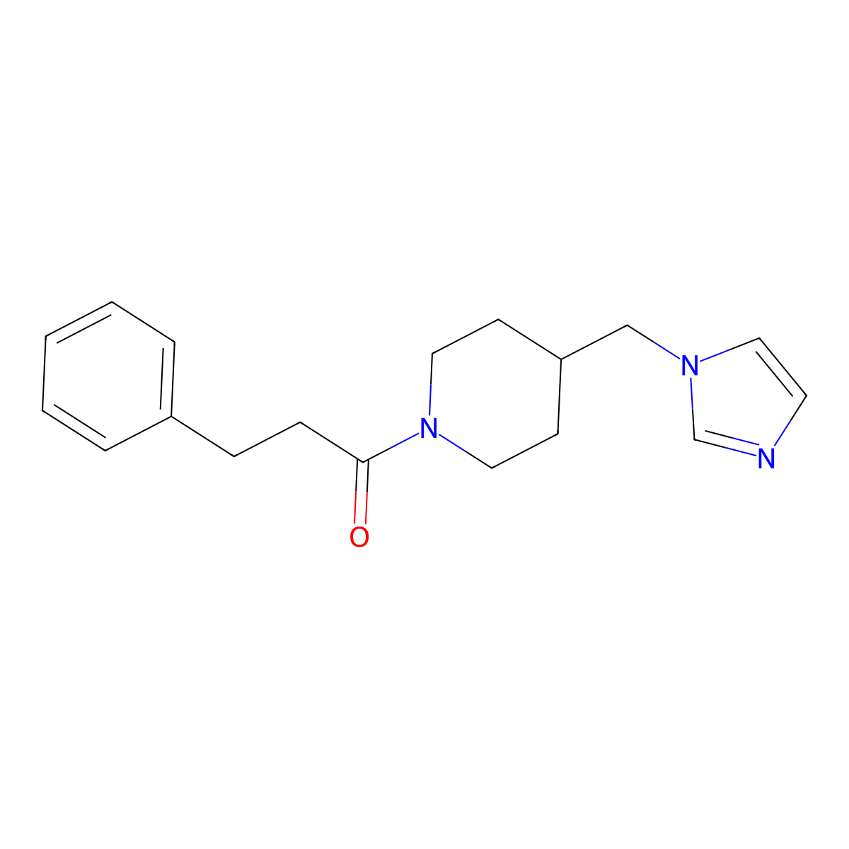 1-{4-[(1H-imidazol-1-yl)methyl]piperidin-1-yl}-3-phenylpropan-1-one molecular structure, CAS 168888-76-4