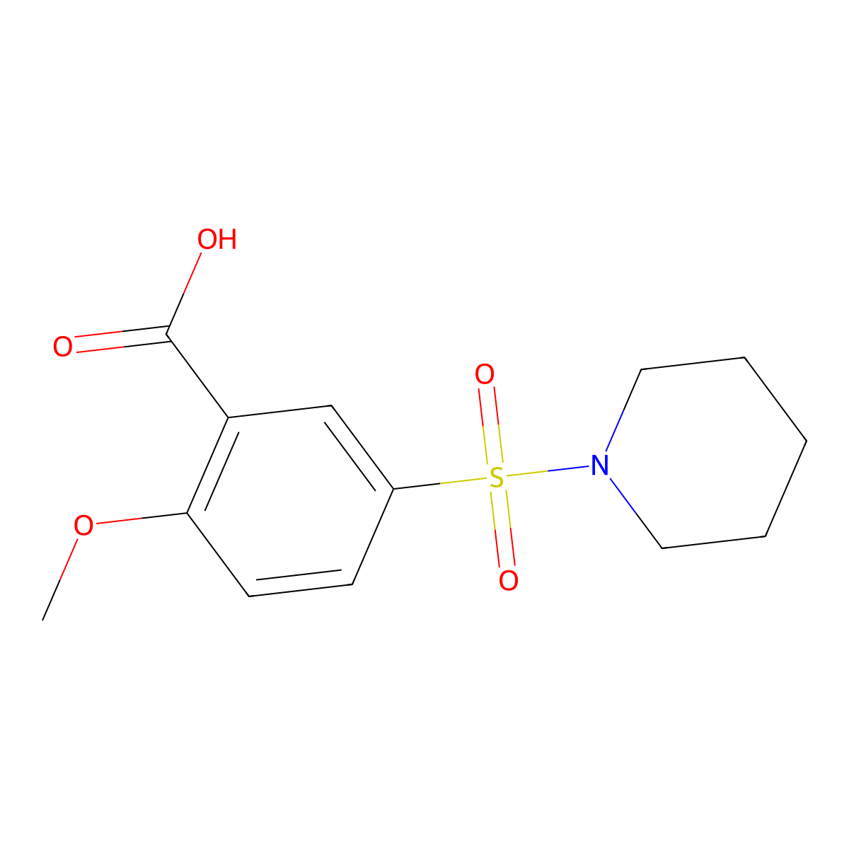 2-Methoxy-5-(piperidin-1-ylsulfonyl)benzoic acid molecular structure, CAS 168890-58-2