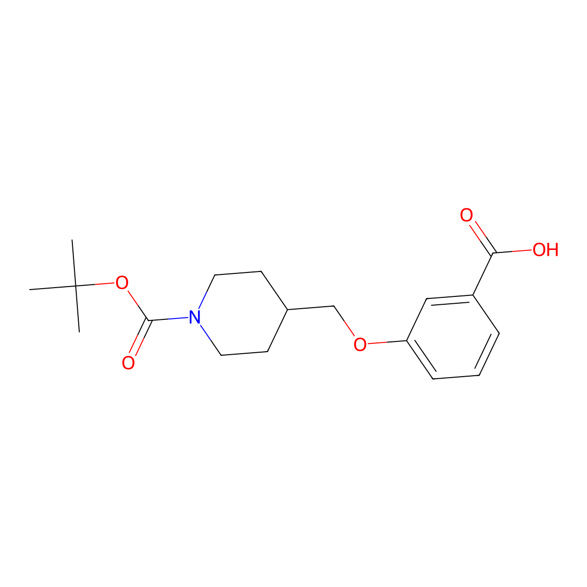 4-(3-Carboxy-phenoxymethyl)-piperidine-1-carboxylic acid tert-butyl ester molecular structure, CAS 168892-65-7