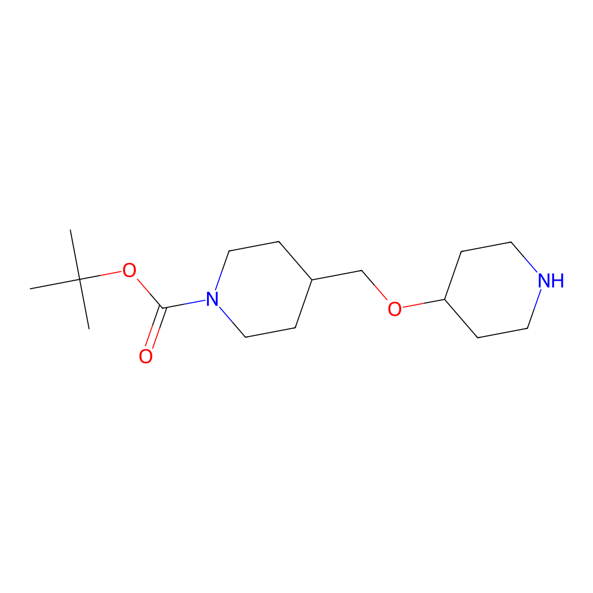 Tert-butyl 4-[(piperidin-4-yloxy)methyl]piperidine-1-carboxylate molecular structure, CAS 168892-89-5