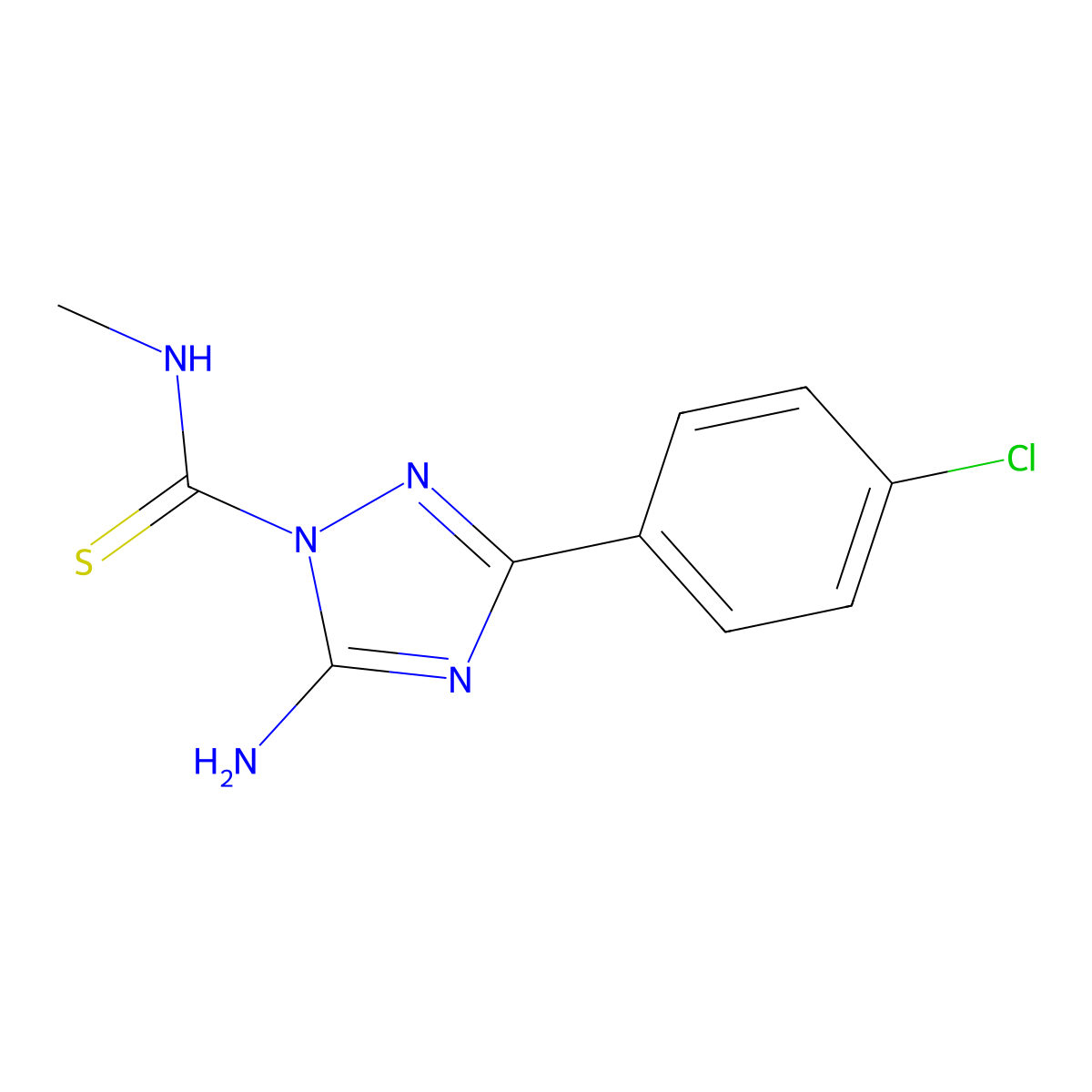 1H-1,2,4-Triazole-1-carbothioamide, 5-amino-3-(4-chlorophenyl)-N-methyl- molecular structure, CAS 168893-29-6