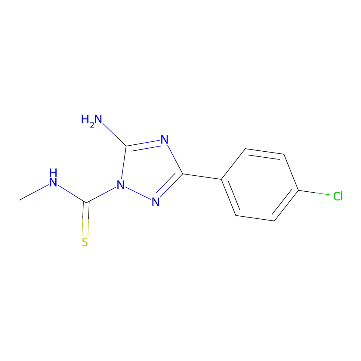 1H-1,2,4-Triazole-1-carbothioamide, 5-amino-3-(4-chlorophenyl)-N-methyl- molecular structure, CAS 168893-29-6