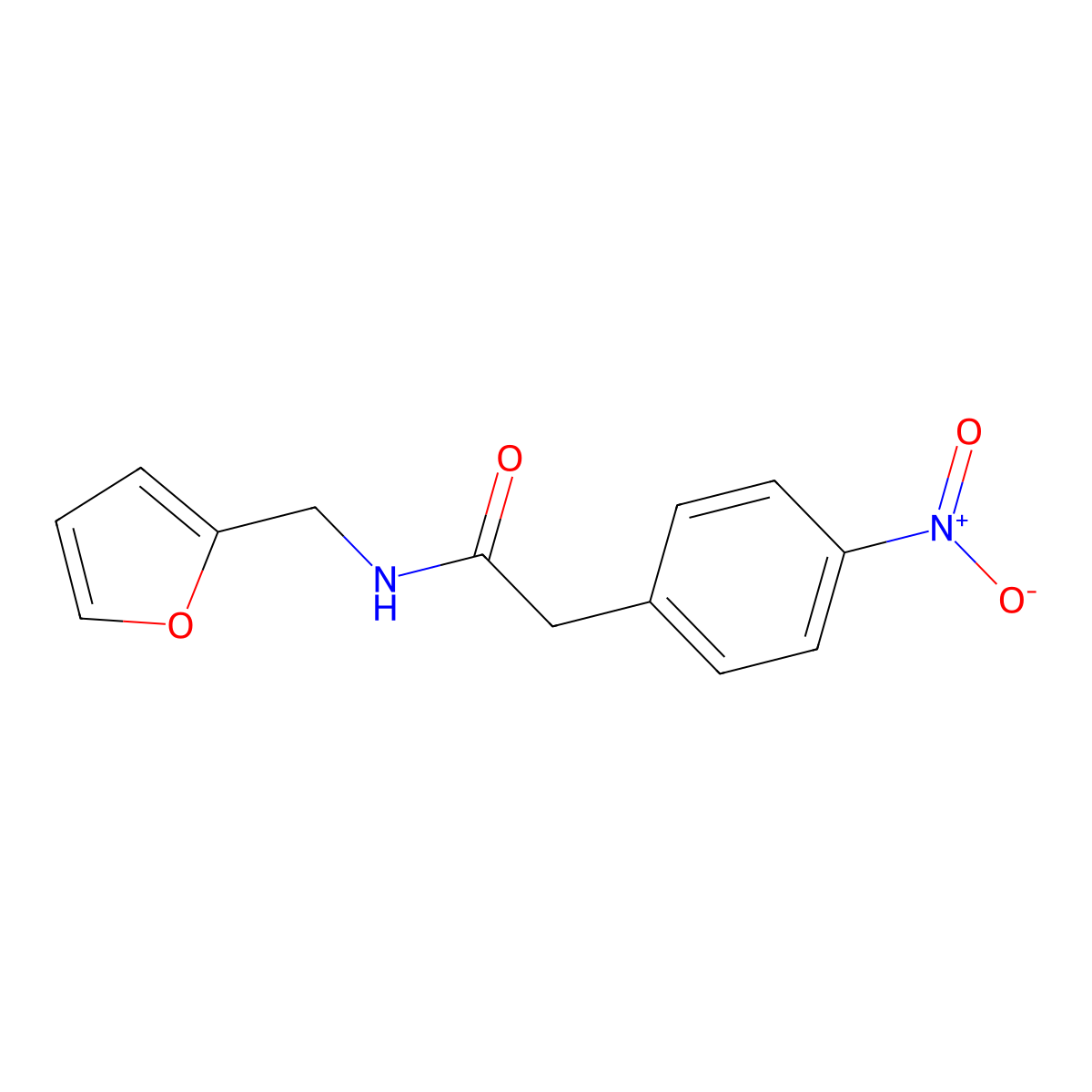N-(furan-2-ylmethyl)-2-(4-nitrophenyl)acetamide molecular structure, CAS 168897-33-4