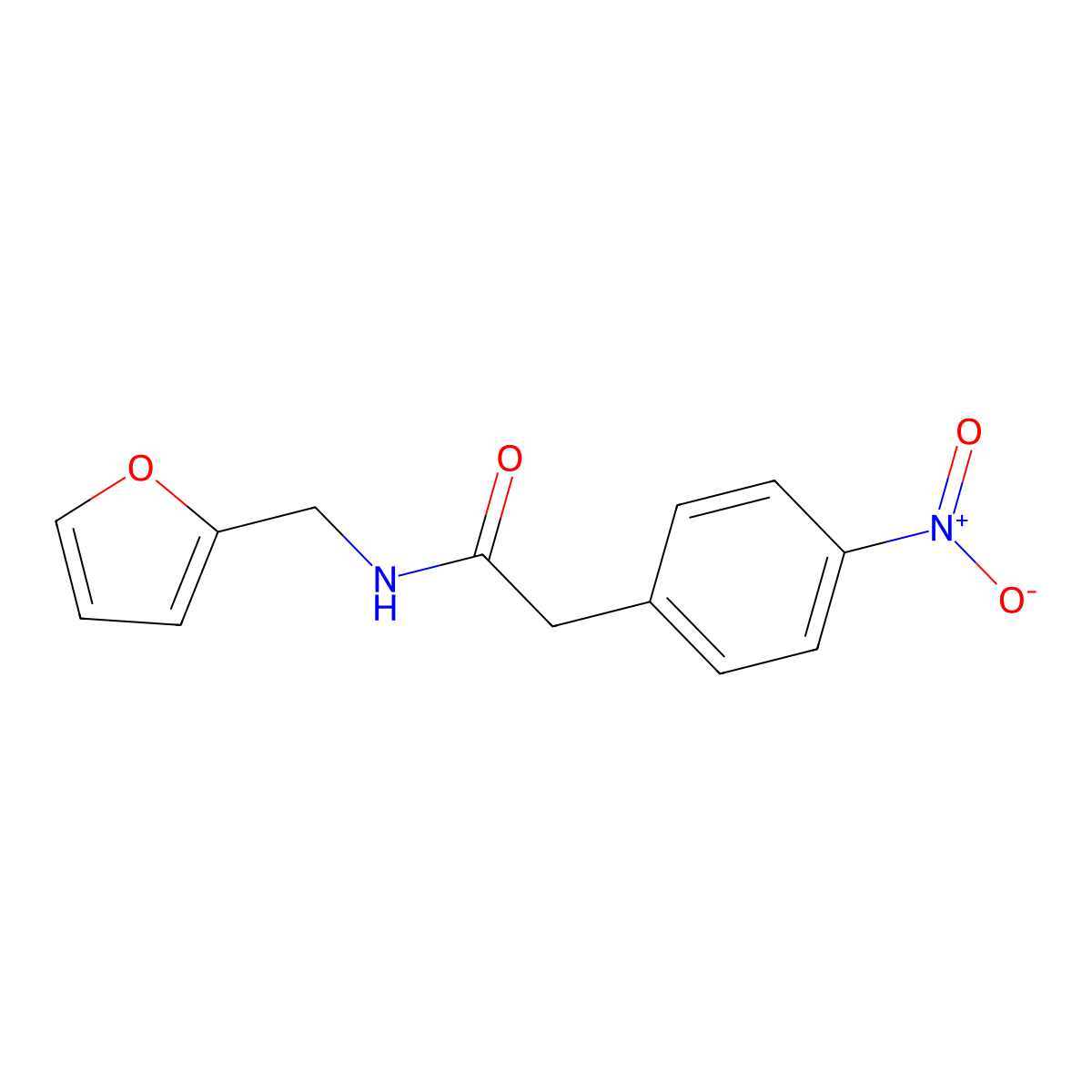 N-(furan-2-ylmethyl)-2-(4-nitrophenyl)acetamide molecular structure, CAS 168897-33-4