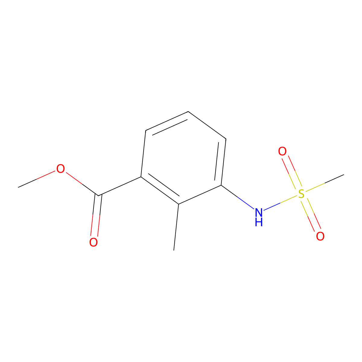 Methyl 2-methyl-3-[(methylsulfonyl)amino]benzoate molecular structure, CAS 168899-40-9