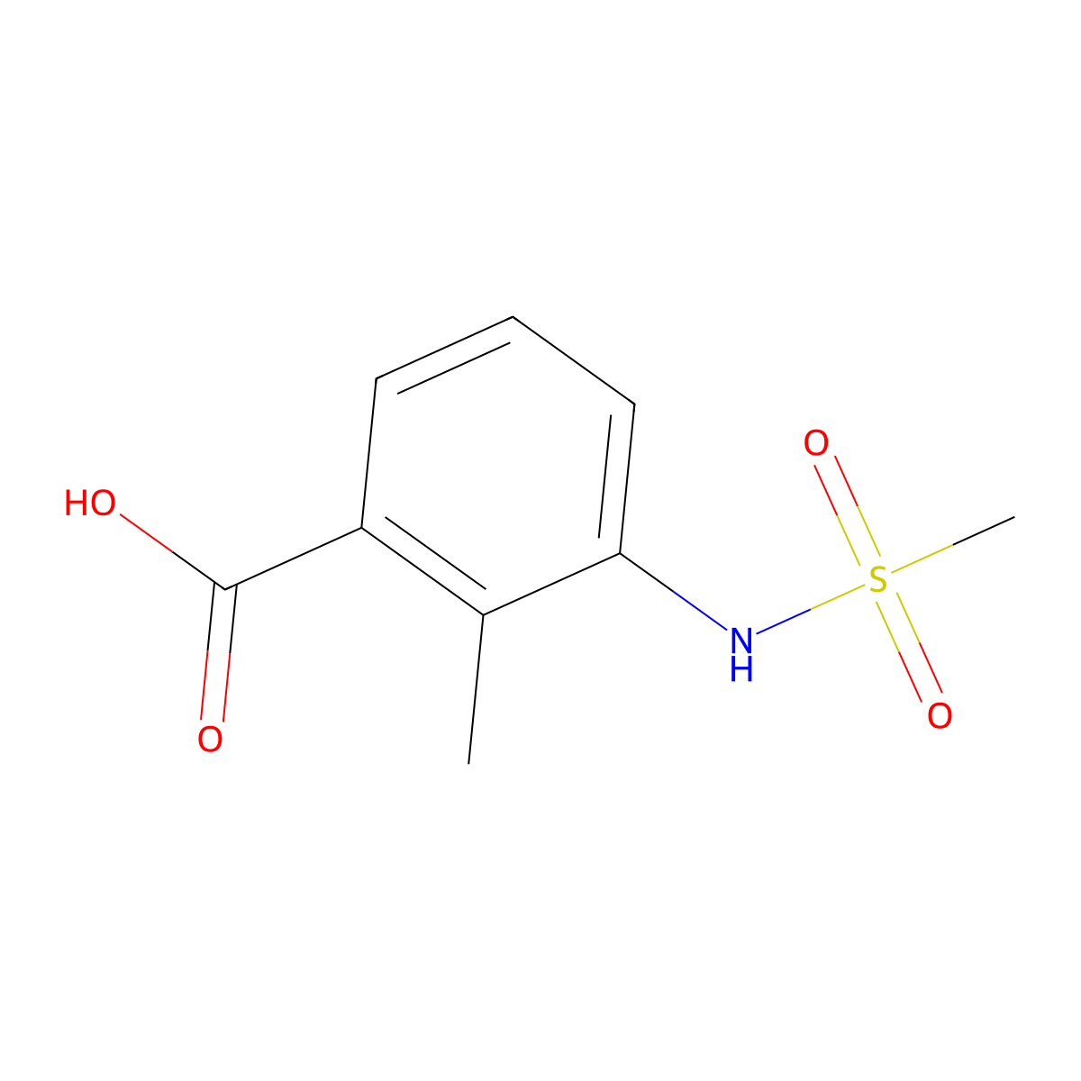 2-Methyl-3-[(methylsulfonyl)amino]benzoic acid molecular structure, CAS 168899-41-0