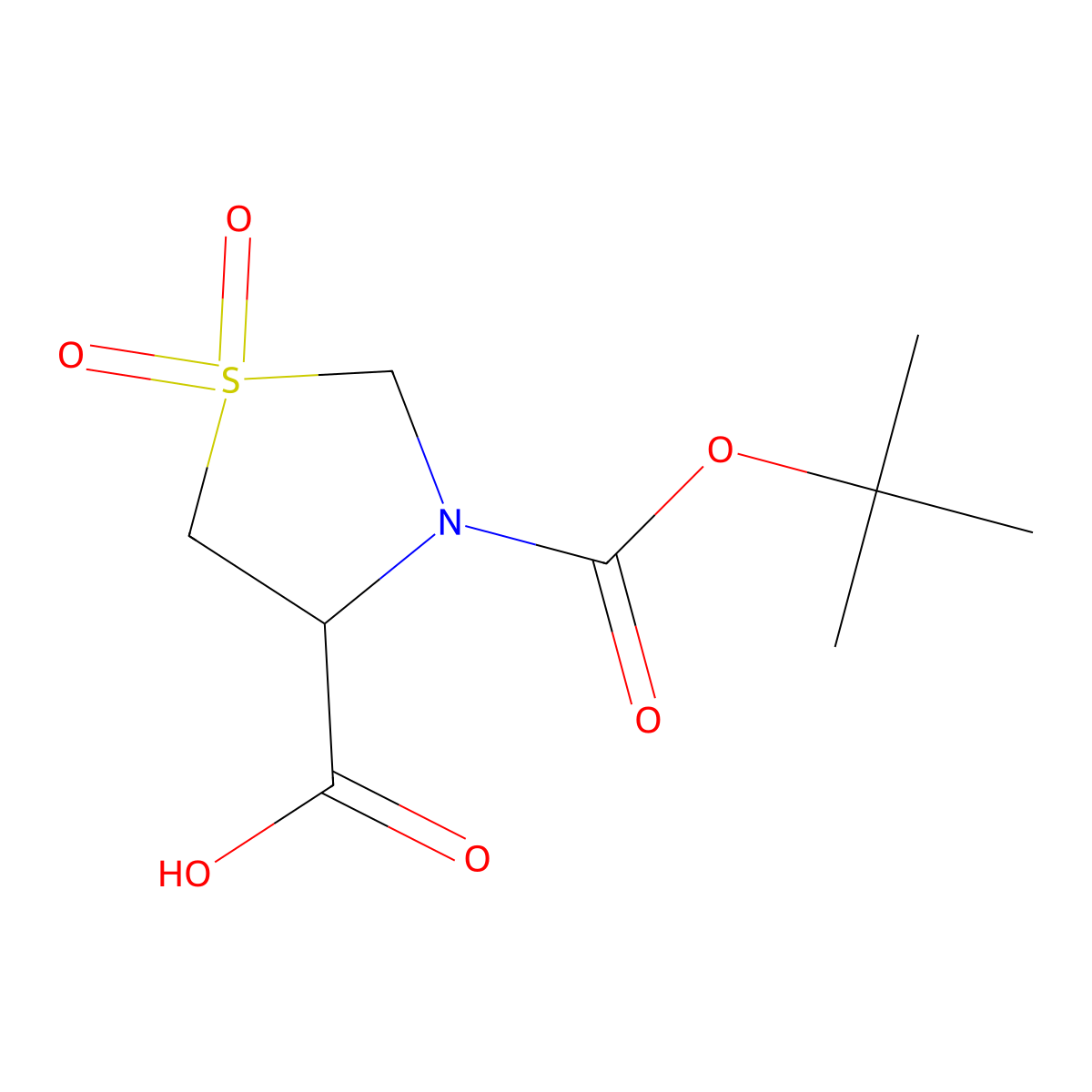 (4R)-3-[(tert-butoxy)carbonyl]-1,1-dioxo-1lambda6,3-thiazolidine-4-carboxylic acid molecular structure, CAS 168899-59-0
