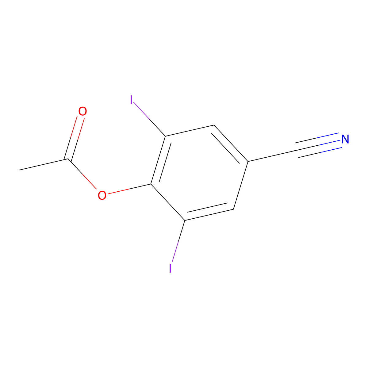 alpha-Cyano-4-hydroxy-3,5-diiodobenzyl acetate molecular structure, CAS 1689-85-6