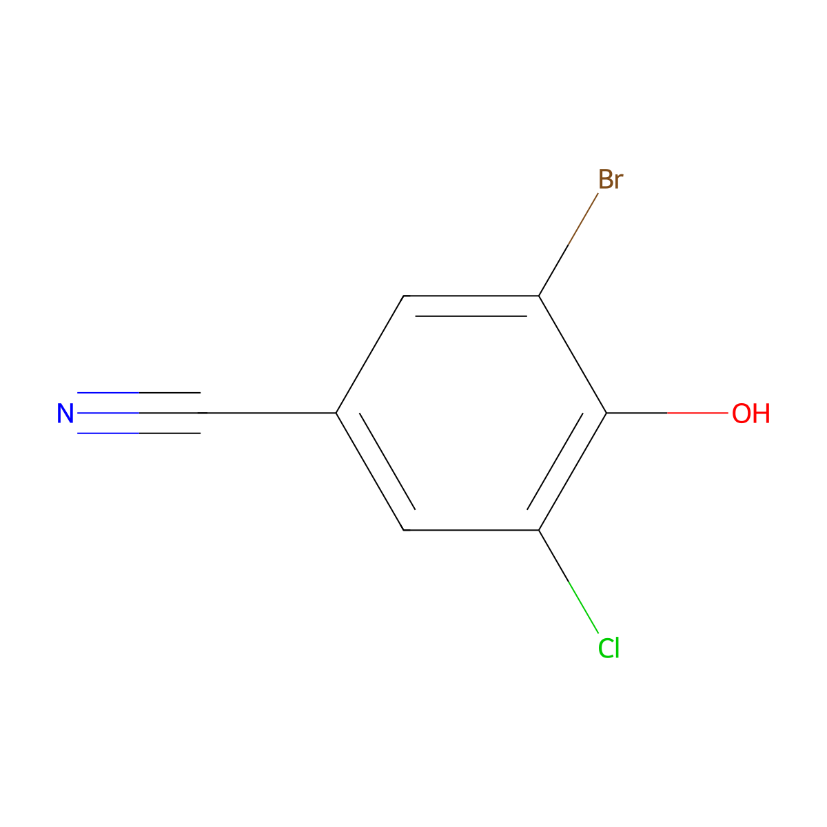 3-Bromo-5-chloro-4-hydroxybenzonitrile molecular structure, CAS 1689-86-7
