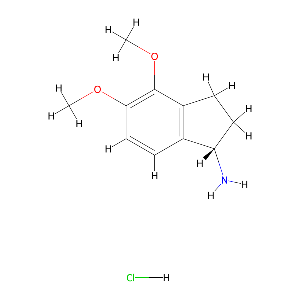 (s)-4,5-Dimethoxy-2,3-dihydro-1h-inden-1-amine hydrochloride molecular structure, CAS 168902-74-7