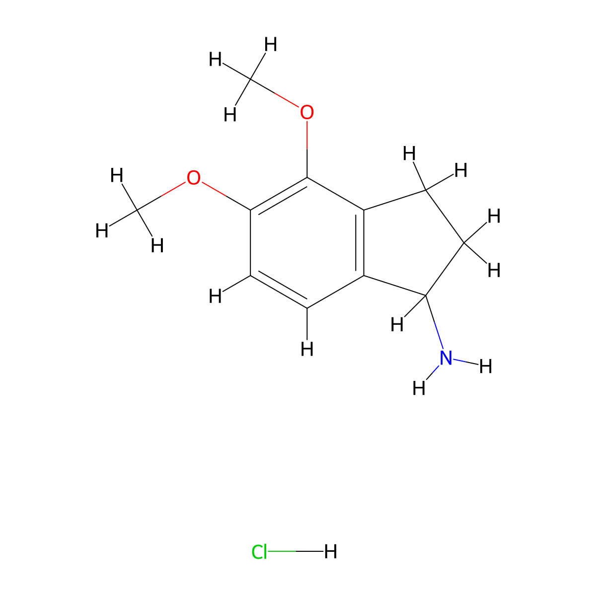 4,5-Dimethoxy-2,3-dihydro-1H-inden-1-amine hydrochloride molecular structure, CAS 168902-75-8