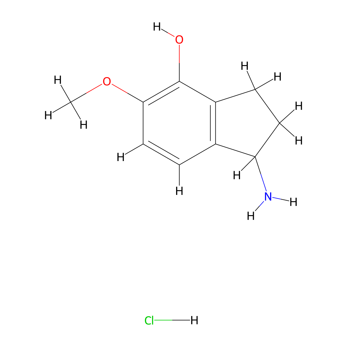 1-Amino-5-methoxy-2,3-dihydro-1H-inden-4-ol hydrochloride molecular structure, CAS 168903-12-6