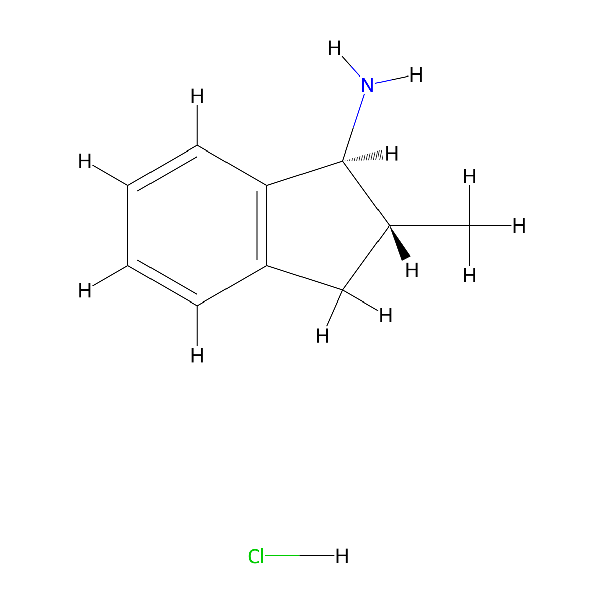 rac-(1R,2S)-2-methyl-2,3-dihydro-1H-inden-1-aminehydrochloride,trans molecular structure, CAS 168903-14-8
