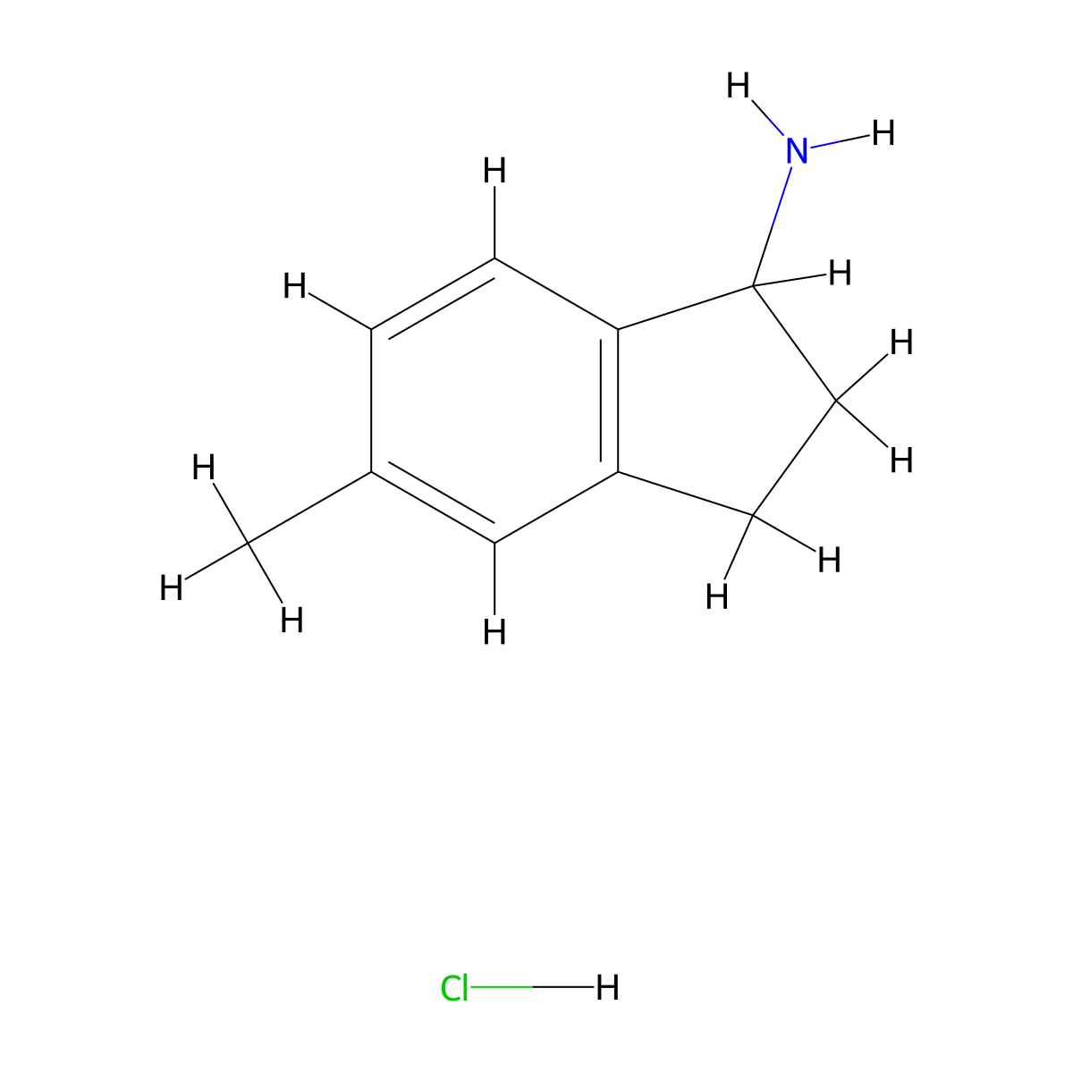 5-methyl-2,3-dihydro-1H-inden-1-amine hydrochloride molecular structure, CAS 168903-25-1