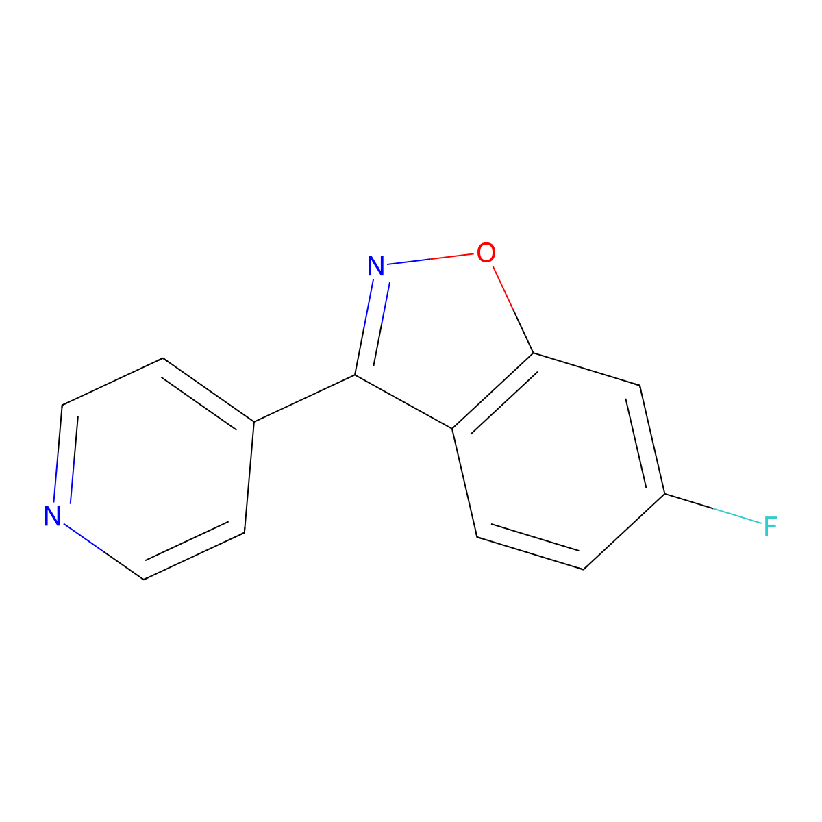 1,2-Benzisoxazole, 6-fluoro-3-(4-pyridinyl)- molecular structure, CAS 168906-61-4
