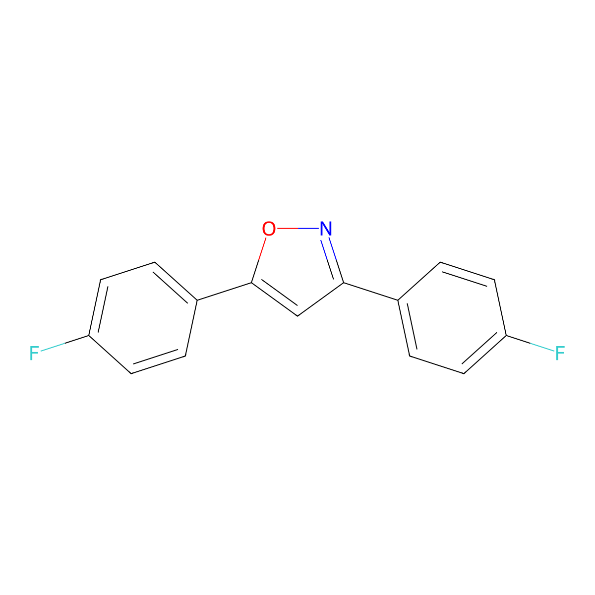 3,5-Bis(4-fluorophenyl)isoxazole molecular structure, CAS 168915-01-3