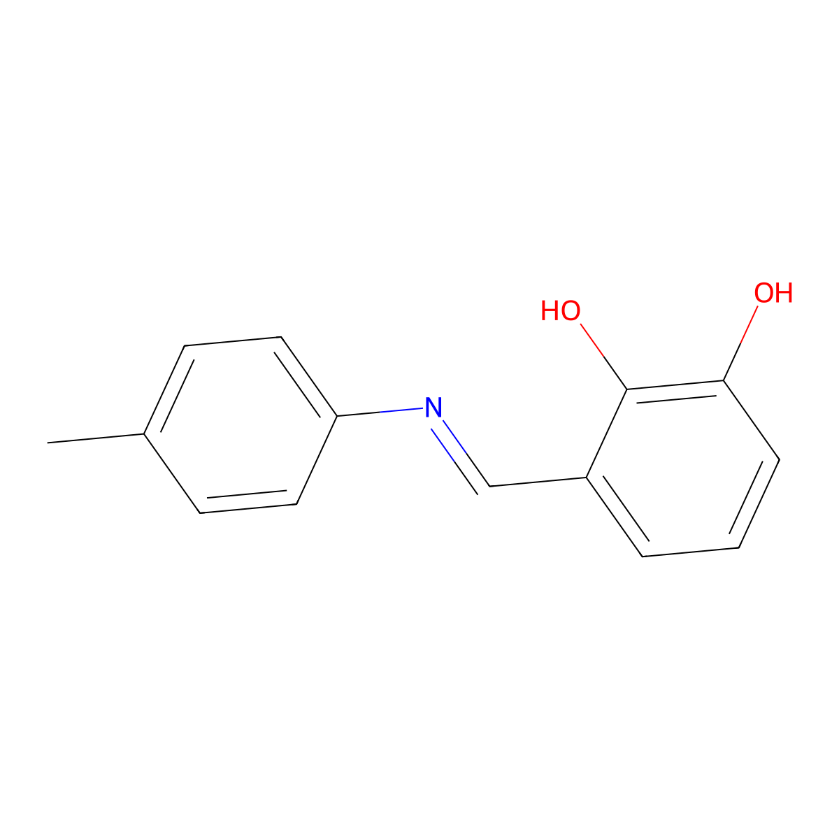 3-{(E)-[(4-methylphenyl)imino]methyl}benzene-1,2-diol molecular structure, CAS 168915-07-9