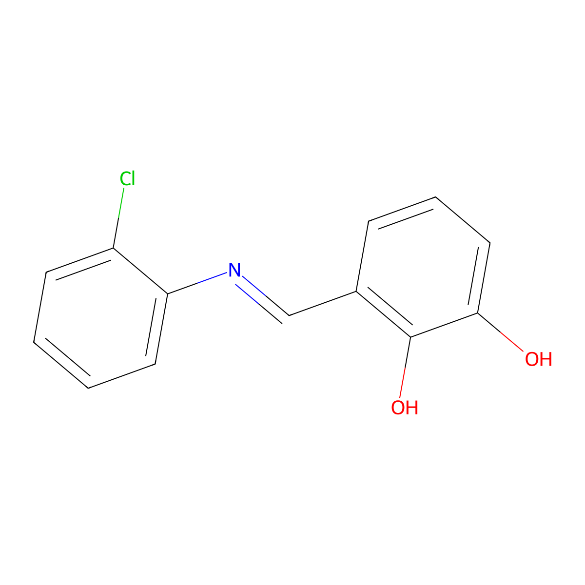 3-{[(2-Chlorophenyl)imino]methyl}-1,2-benzenediol molecular structure, CAS 168915-08-0