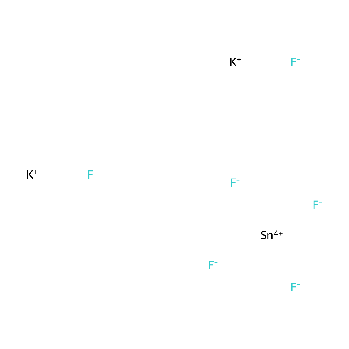 Potassium hexafluorostannate molecular structure, CAS 16893-93-9