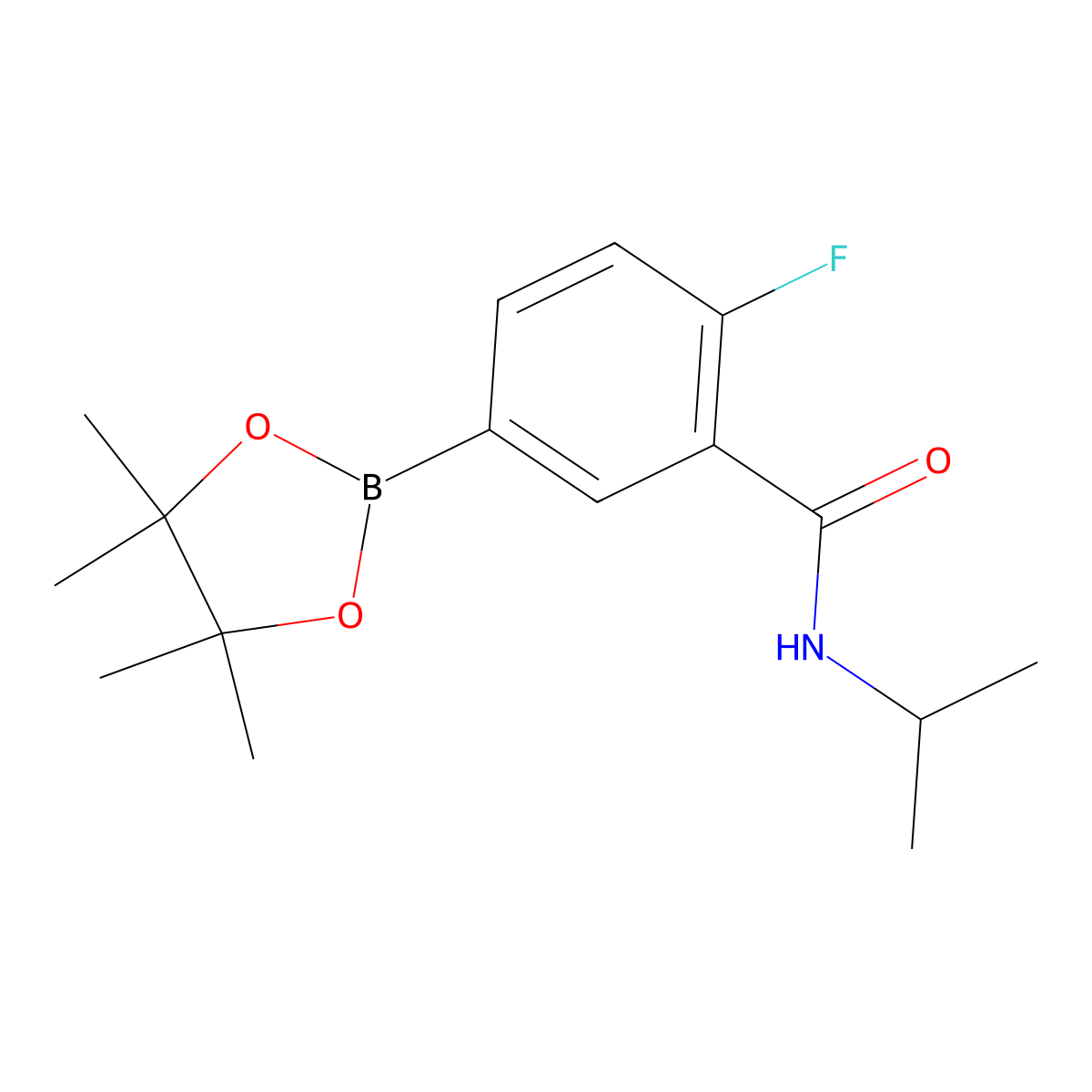2-Fluoro-N-isopropyl-5-(tetramethyl-1,3,2-dioxaborolan-2-yl)benzamide molecular structure, CAS 1689511-55-4