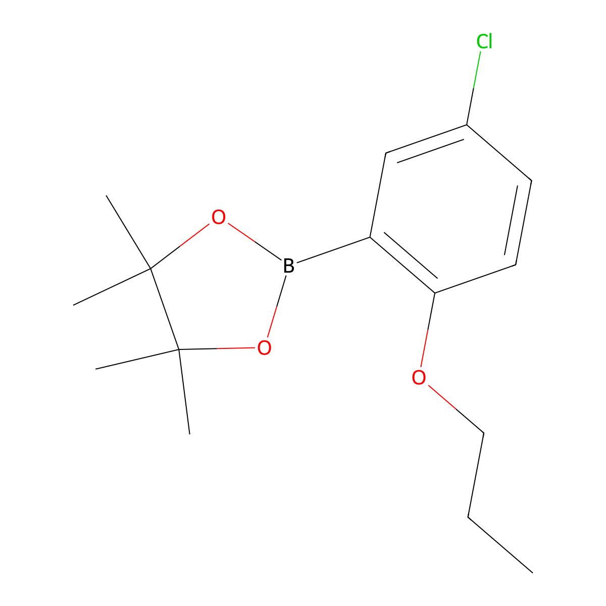 2-(5-Chloro-2-propoxyphenyl)-4,4,5,5-tetramethyl-1,3,2-dioxaborolane molecular structure, CAS 1689550-10-4