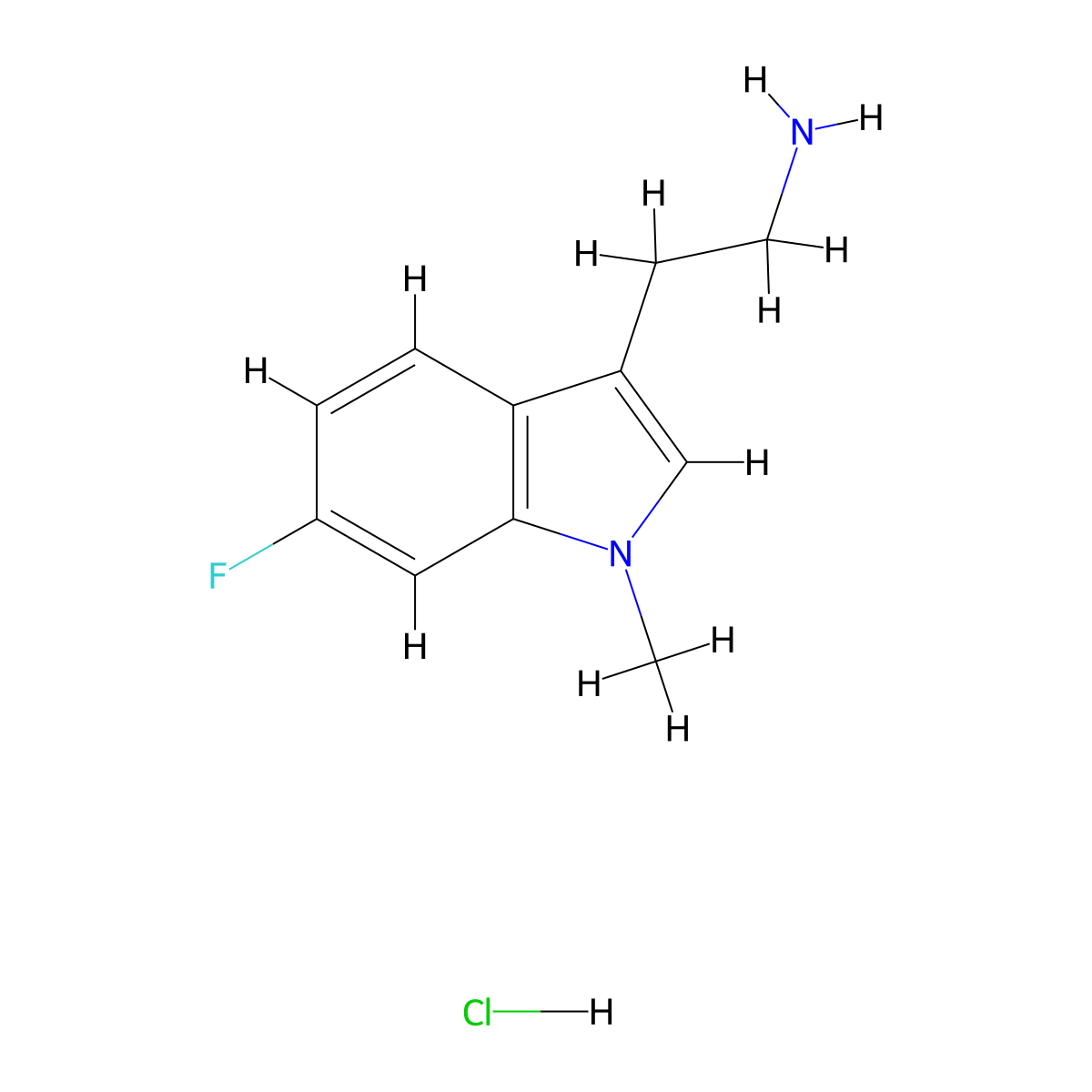 2-(6-fluoro-1-methyl-1H-indol-3-yl)ethan-1-amine hydrochloride molecular structure, CAS 1689575-80-1