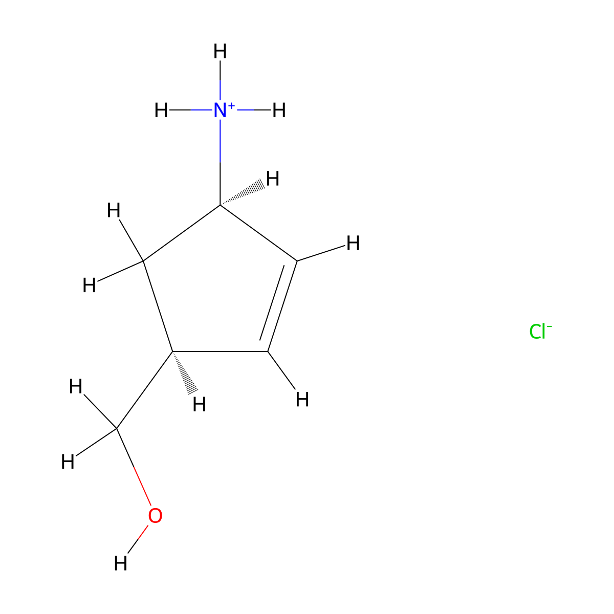 [(1R,4S)-4-(hydroxymethyl)cyclopent-2-en-1-yl]azanium;chloride molecular structure, CAS 168960-19-8