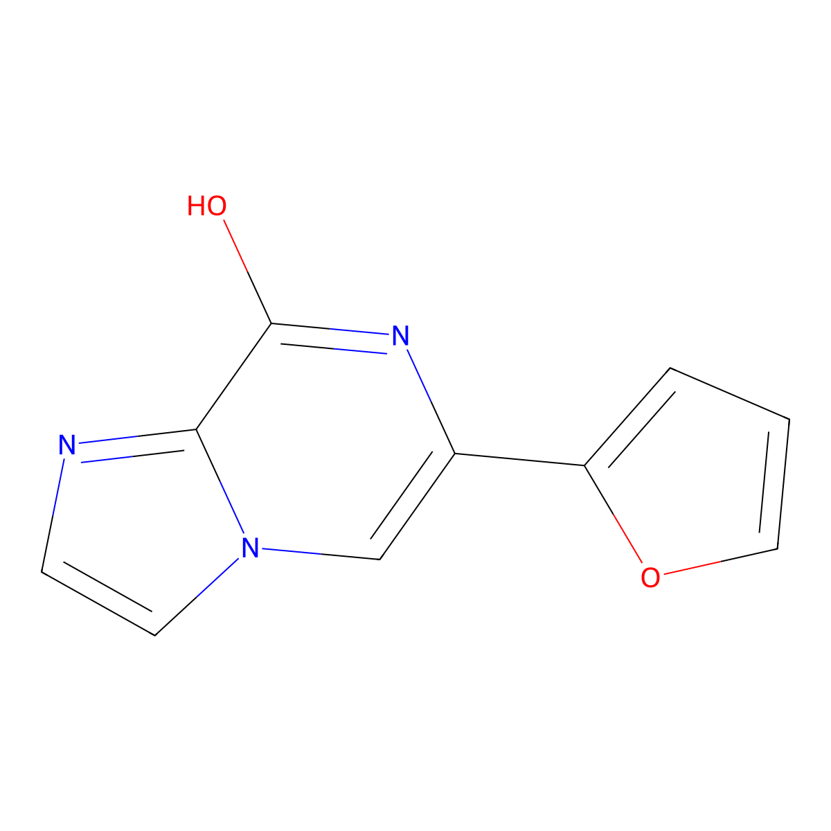 8-Hydroxy-6-(2-furyl)imidazo[1,2-a]pyrazine molecular structure, CAS 168968-77-2