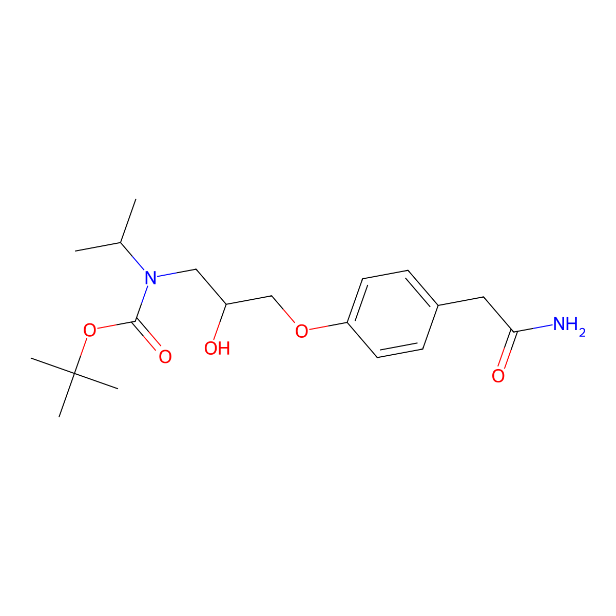 tert-butyl N-{3-[4-(carbamoylmethyl)phenoxy]-2-hydroxypropyl}-N-(propan-2-yl)carbamate molecular structure, CAS 168972-62-1