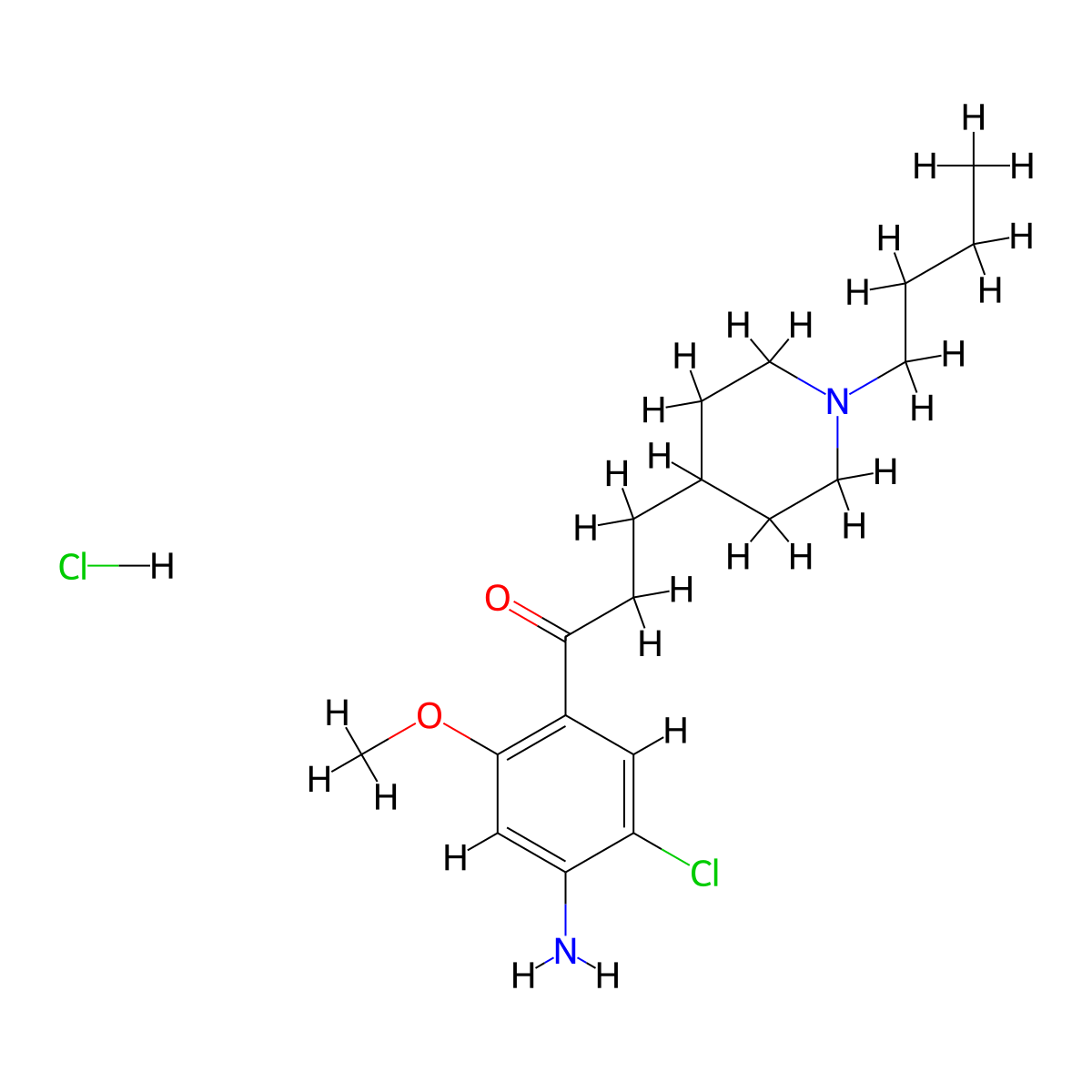 1-(4-Amino-5-chloro-2-methoxyphenyl)-3-[1-butyl-4-piperidinyl]-1-propanone hydrochloride molecular structure, CAS 168986-60-5