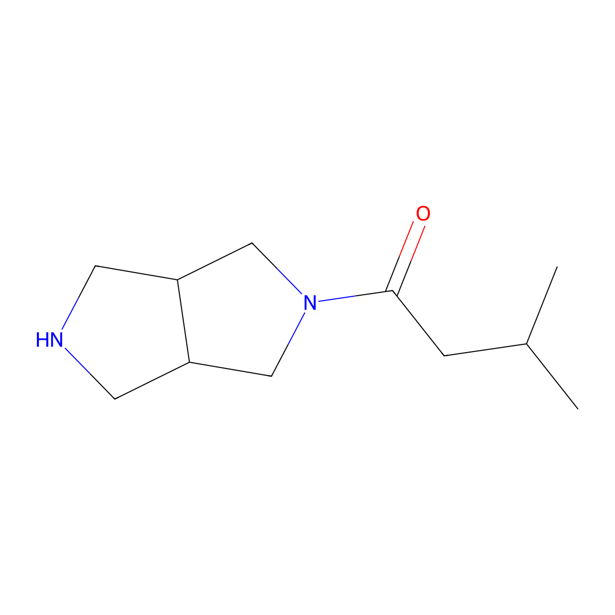 1-((3AR,6aS)-hexahydropyrrolo[3,4-c]pyrrol-2(1H)-yl)-3-methylbutan-1-one molecular structure, CAS 1689871-22-4