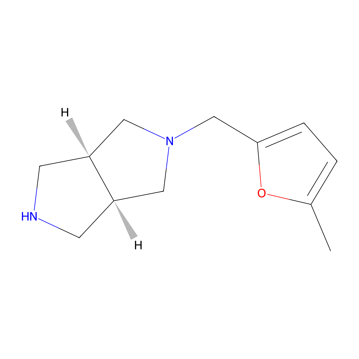 (3AR,6aS)-2-((5-methylfuran-2-yl)methyl)octahydropyrrolo[3,4-c]pyrrole molecular structure, CAS 1689876-05-8