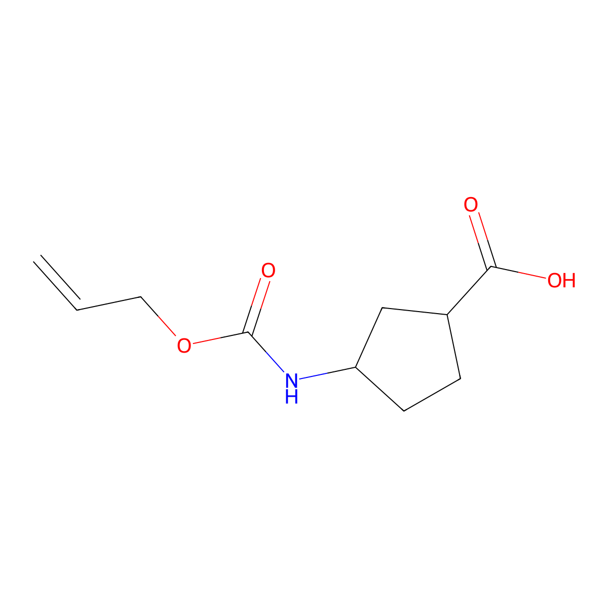 (1R,3S)-3-{[(prop-2-en-1-yloxy)carbonyl]amino}cyclopentane-1-carboxylic acid molecular structure, CAS 1689897-04-8