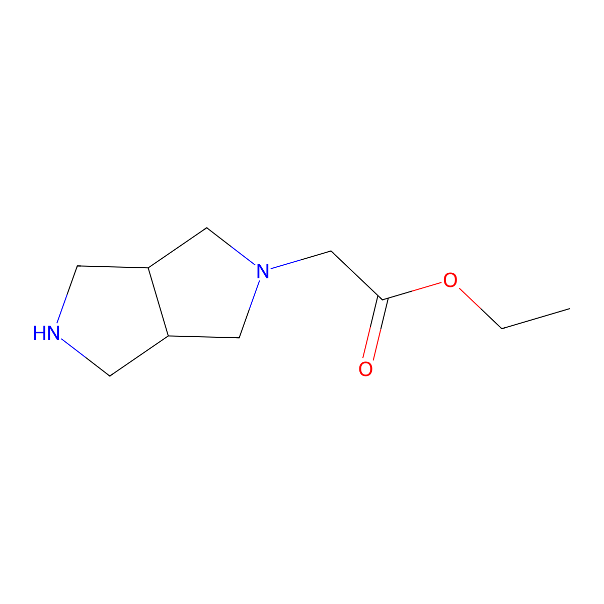 rel-ethyl 2-((3aR,6aS)-hexahydropyrrolo[3,4-c]pyrrol-2(1H)-yl)acetate molecular structure, CAS 1689899-20-4