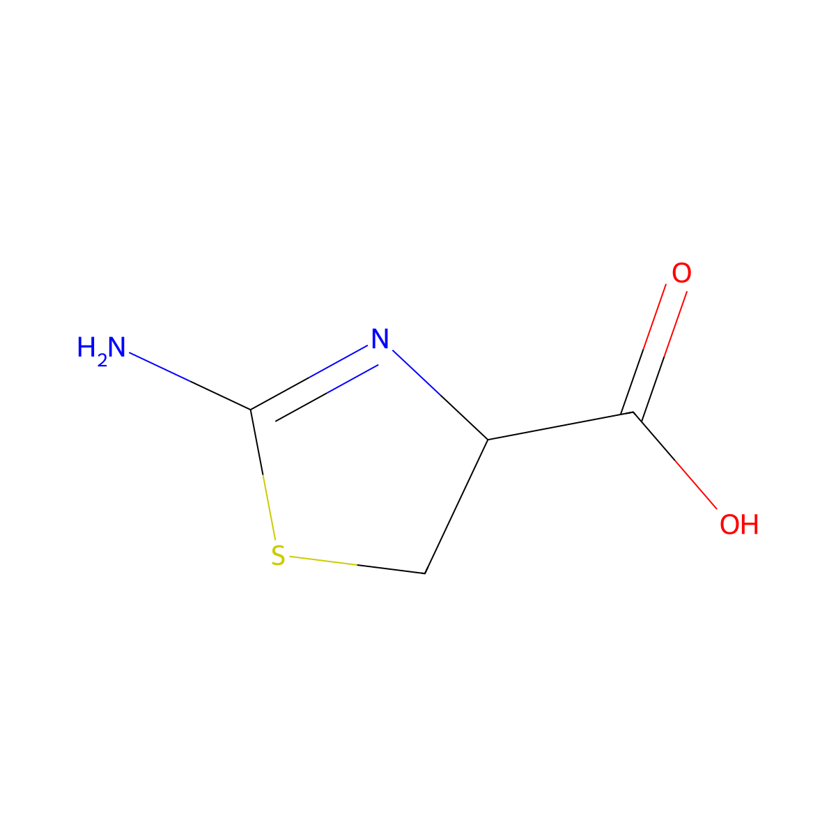 (4R)-2-amino-4,5-dihydro-1,3-thiazole-4-carboxylic acid molecular structure, CAS 16899-18-6