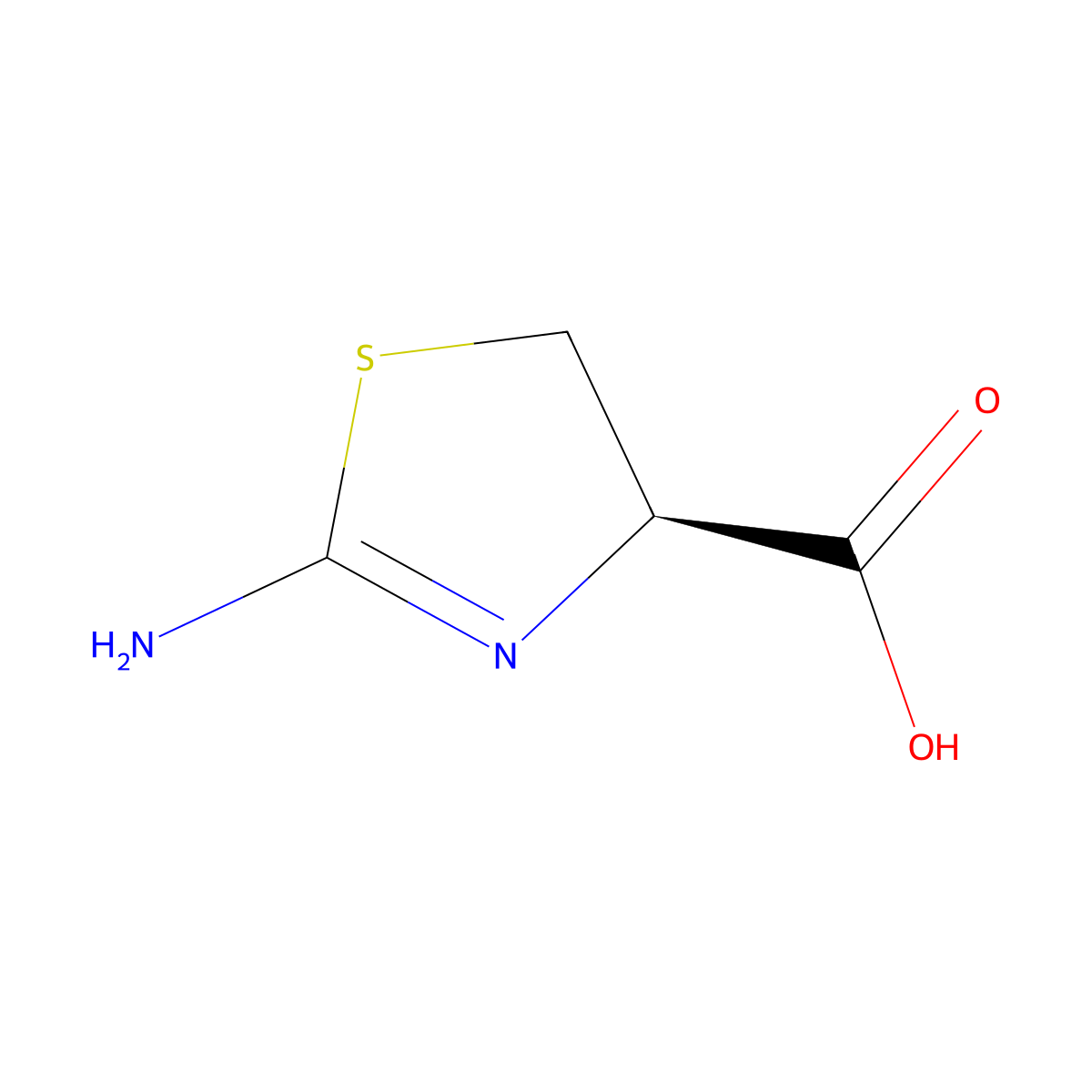 (4R)-2-amino-4,5-dihydro-1,3-thiazole-4-carboxylic acid molecular structure, CAS 16899-18-6