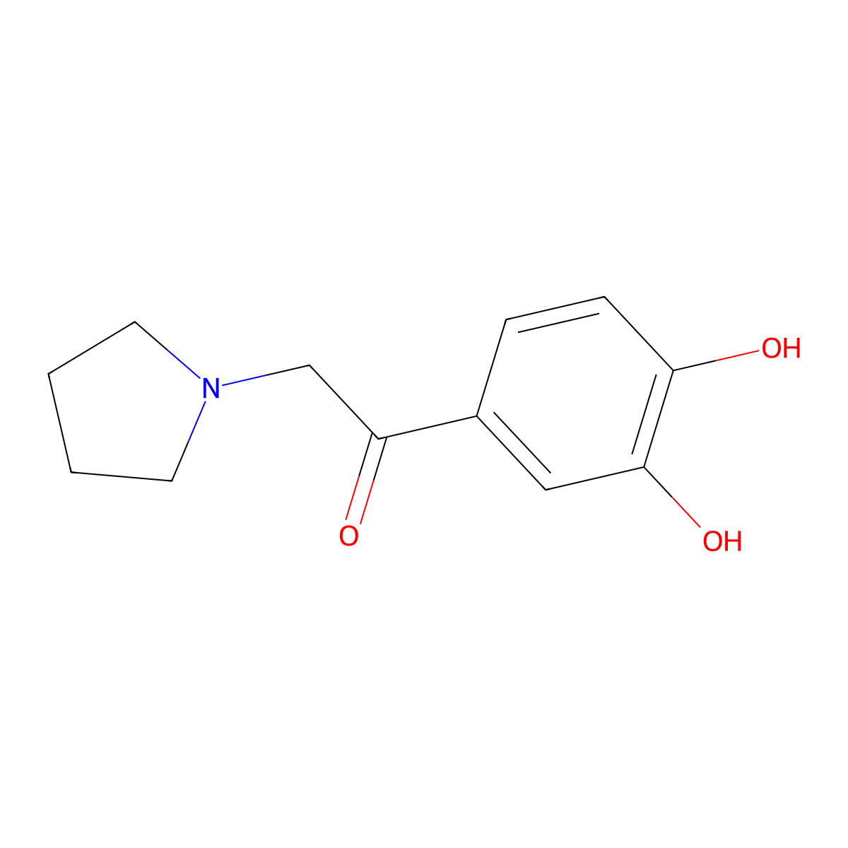 Acetophenone, 3',4'-dihydroxy-2-(1-pyrrolidinyl)- molecular structure, CAS 16899-82-4