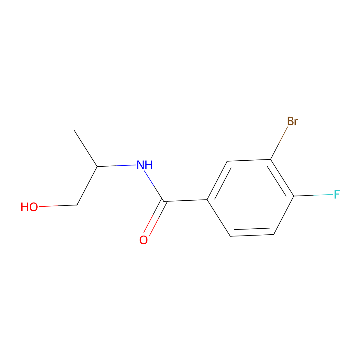 3-Bromo-4-fluoro-N-[(2S)-1-hydroxypropan-2-yl]benzamide molecular structure, CAS 1689927-52-3