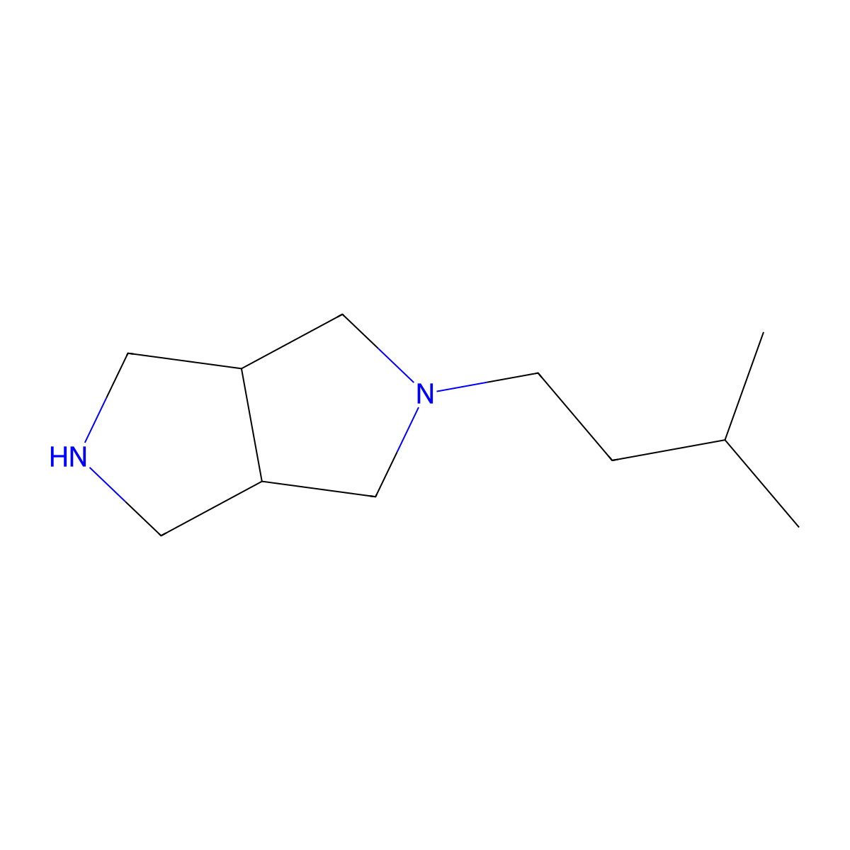 rel-(3aR,6aS)-2-isopentyloctahydropyrrolo[3,4-c]pyrrole molecular structure, CAS 1689928-95-7