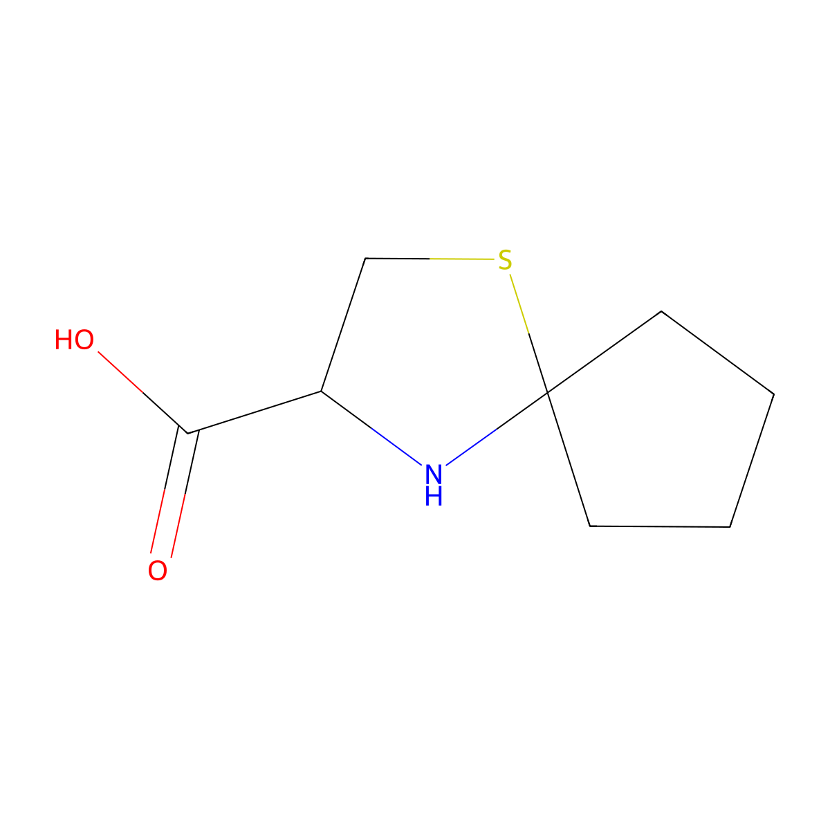 (S)-1-Thia-4-azaspiro[4.4]nonane-3-carboxylic acid molecular structure, CAS 1689940-65-5