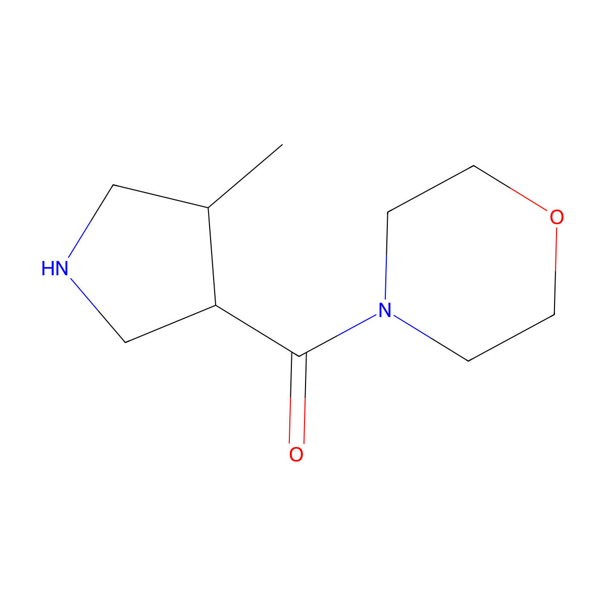 4-[(3S,4S)-4-methylpyrrolidine-3-carbonyl]morpholine molecular structure, CAS 1689953-04-5