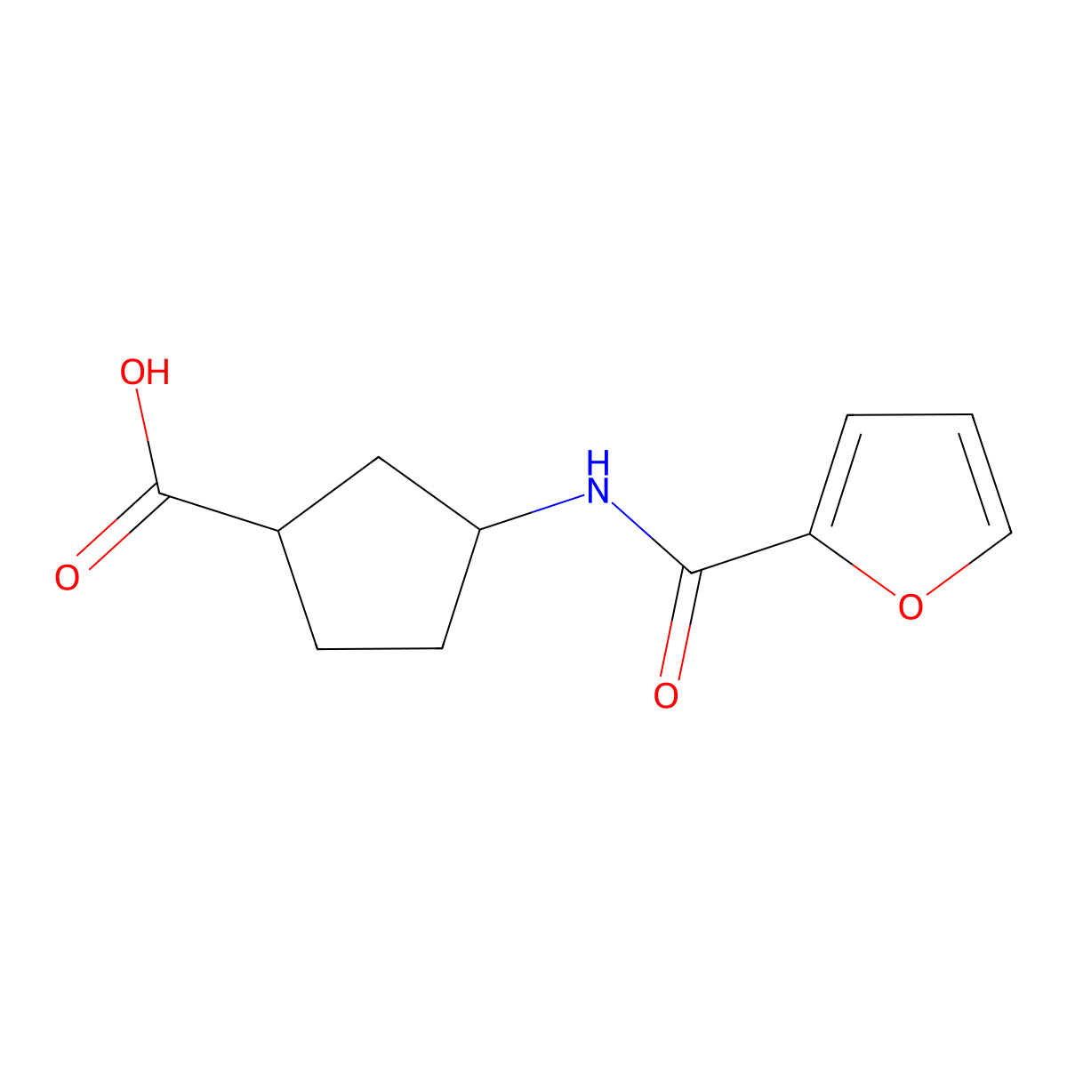 (1R,3S)-3-(furan-2-amido)cyclopentane-1-carboxylic acid molecular structure, CAS 1689987-07-2