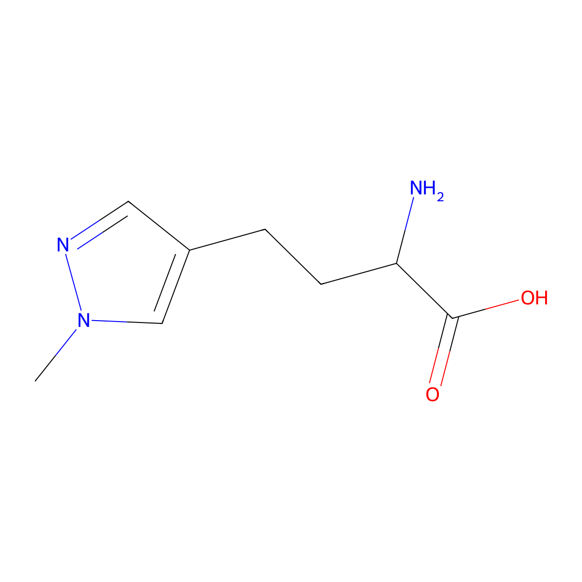 (2S)-2-amino-4-(1-methyl-1H-pyrazol-4-yl)butanoic acid molecular structure, CAS 1689990-81-5